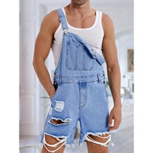 I 80535 Fashionable Ripped Denim Men's Overalls �ƶ�ţ�б���