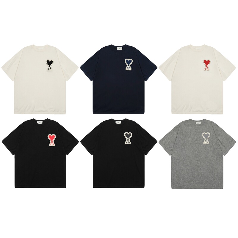 High-Quality Am1 French Fashion Brand, New Spring and Summer Round-Neck Loose-Fitting Unisex Short-Sleeve T-Shirt Series