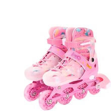 定制/OEM儿童PU全闪防撞溜冰鞋单排轮滑鞋男女专业可调节溜冰鞋