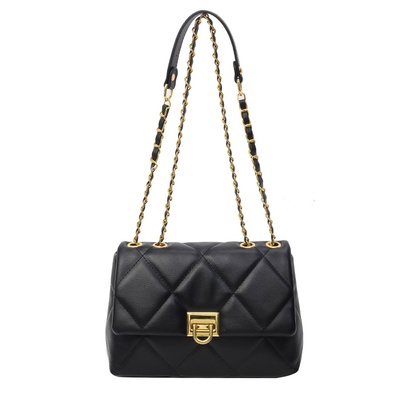 Bolso de cadena de diamond para mujeres 2024 nuevo estilo de moda universal simple bolso cuadrado de alta calidad sensación de tendencia bolso de hombro simple