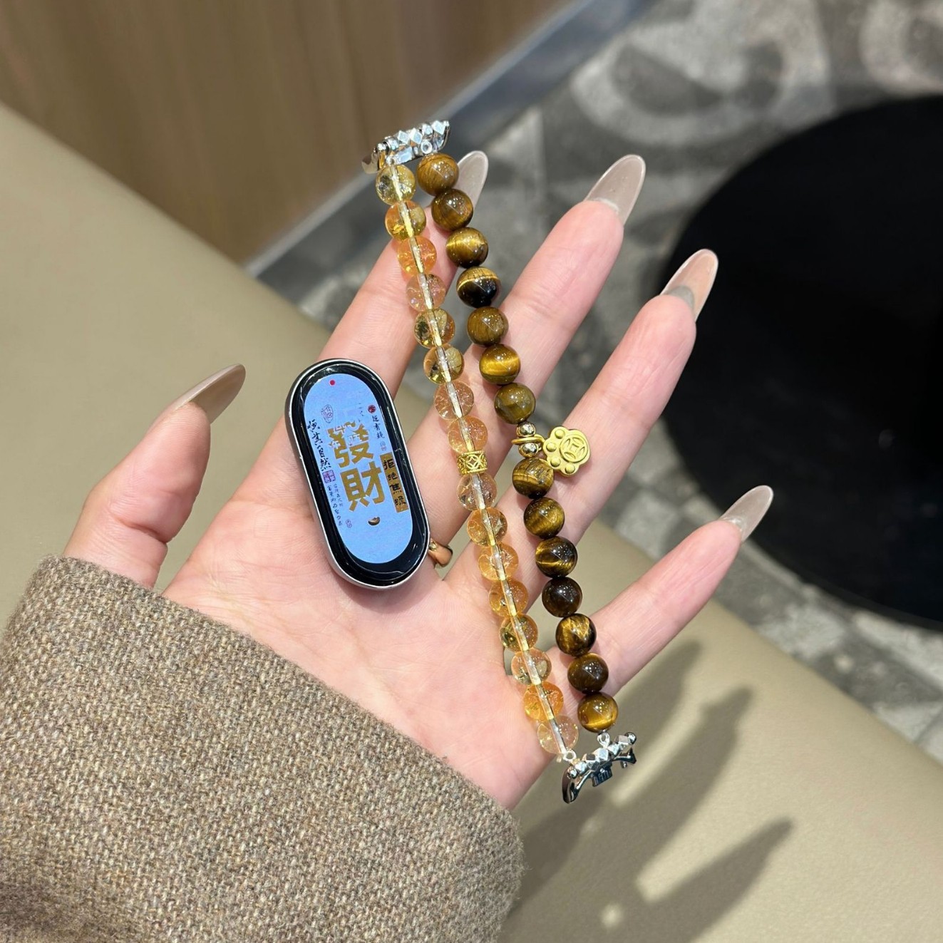 Tiger Eye Cat Claw Suitable for Xiaomi Mi Band 9 Strap 8Pro Chinese Style 7/6/5/4/3 Wristband Nfc Watch Chain Women