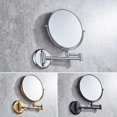 Bathroom makeup mirror folding hotel bathroom retractable mirror wall-mounted double-sided magnifying beauty mirror wall hanging no punching