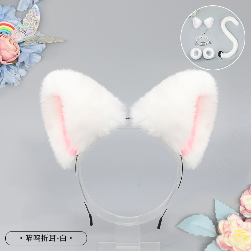 De una sola pieza hecha a mano de peluche Lolita diadema de oreja de gato KC accesorios para el cabello bestia oído tocado Fox oreja horquilla