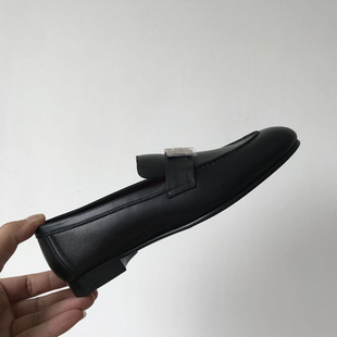 Tripod Classic H-Buckle Loafers Women's Soft Waxy Sheepskin Fried Chicken Comfortable British Retro Slip-on Flat Shoes
