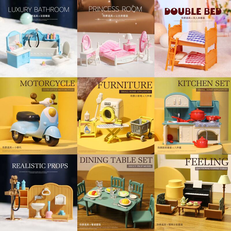 Dollhouse miniature furniture 1:12 ornaments mini boys and girls kitchen DIY play house toy house model