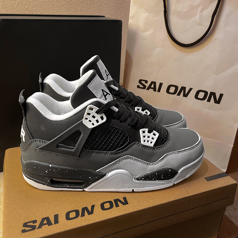 Official Genuine Aj4 Fear O. Leo Black and White Basketball Shoes Men's Shoes 2026 Spring Aj3 Sneakers Trendy Sports Shoes Official Genuine Aj4 Fear O. Leo Black and White Basketball Shoes Men's Shoes 2026 Spring Aj3 Sneakers Trendy Sports Shoes