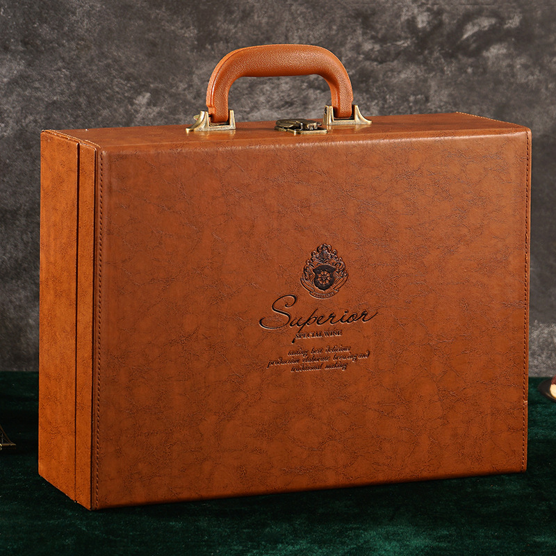 Kesshtu Wine Manufacturer Red Wine Wholesale Red Wine Gift Box Double Bottle 2-Pack Leather Box Gift Dry Red Wine