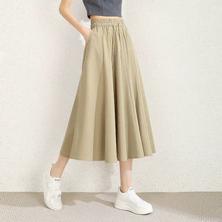 半身裙女夏季中长款百褶裙大摆网纱裙长裙垂感a字裙子女长裙批发