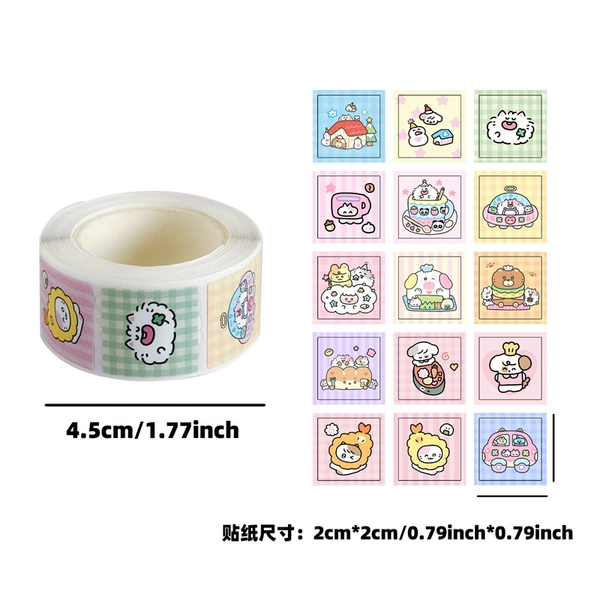Square cartoon cute sticker, 300 pieces