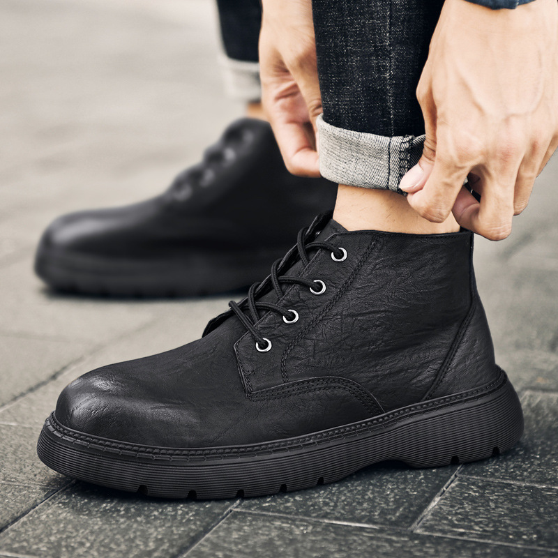 Riding boots Autumn and winter Men's Shoes new pattern Gaobang Trend Retro England Boots winter All-match cloth Help Spinning Category
