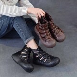 以一 Летние кожаные плетеные универсальные дышащие короткие сапоги, воловья кожа