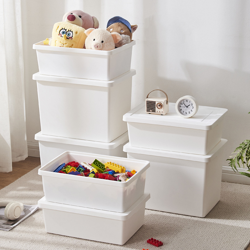 代発洋洋魚玩具プラスチック収納ケース寝室たんす整理箱防塵ごみ蓋付き白色収納ボックス|undefined