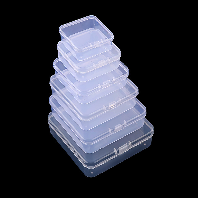 Dust-Proof Transparent Pp Box Jewelry Hardware Stationery Storage Box Fishing Gear Cosmetics Packaging Box Square Plastic Box