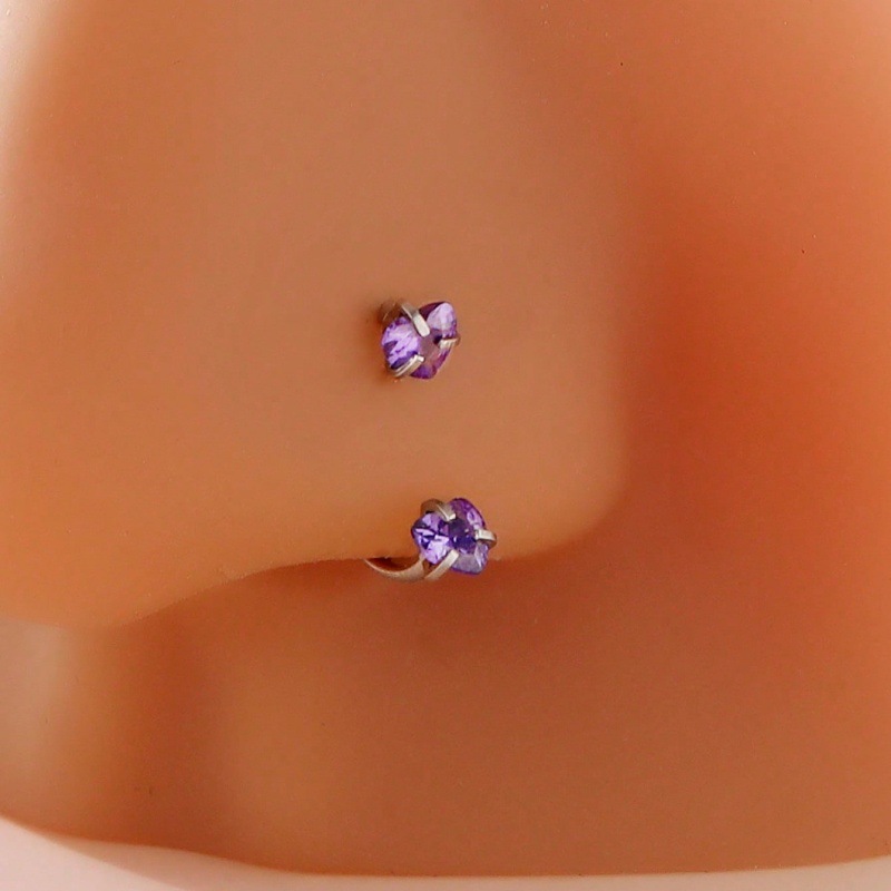 Stainless Steel Heart Zircon Nose Stud Body Piercing Jewelry_voghion.com