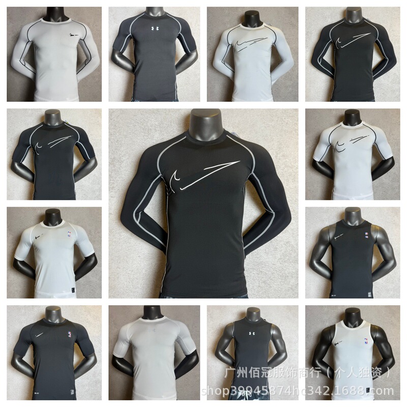 Men's Sports Quick-Drying Compression Clothing, High-Elastic Breathable Fitness Clothing, Long-Sleeve/Short-Sleeve/Vest, Wholesale in Stock Men's Sports Quick-Drying Compression Clothing, High-Elastic Breathable Fitness Clothing, Long-Sleeve/Short-Sleeve/Vest, Wholesale in Stock