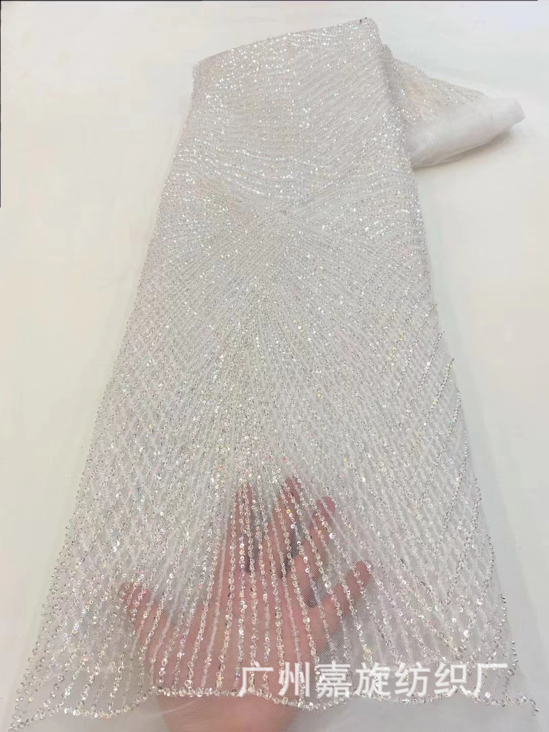 Francés rayas con cuentas bordado vestido de novia encaje africano lentejuelas tela vestido de novia encaje