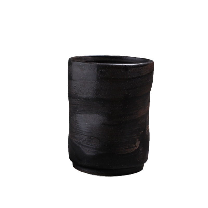 Hochwertiger, handgefertigter Keramikbecher im Retro-Stil mit kleinem Fassungsvermögen, rustikale Espressotasse zum Frühstück, kreativer Vintage-Becher_voghion.com