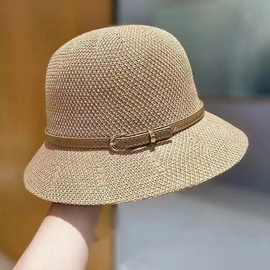 帽子女春夏遮阳防晒渔夫帽专柜新款时尚洋气折叠气质太阳帽草帽