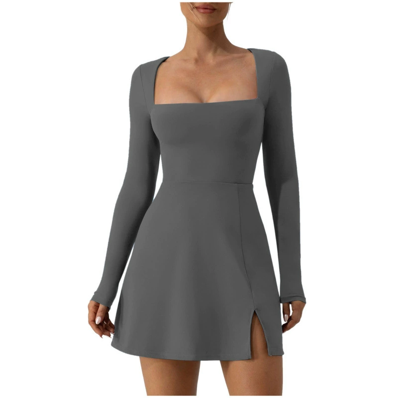 Трансграничное 2024 новое платье с длинным рукавом и воротником