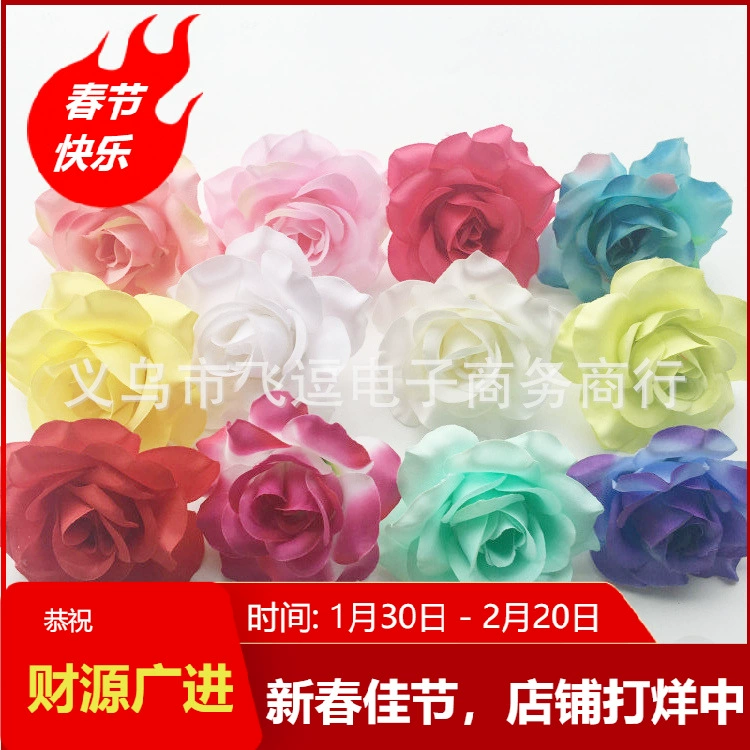 Новый 7 см моделирование шелковой ткани цветок голова Свадебная сцена фон макет цветы шелковая сетка Цветочная композиция Роза
