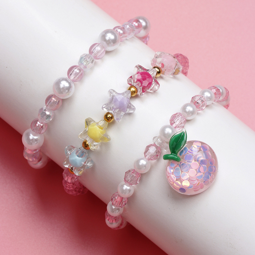 Simple Style Pentagram Apple Plastic Beaded Bracelets