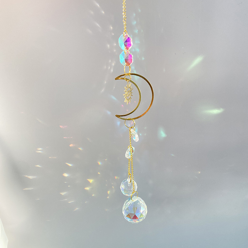 62g Weight Dreamcatcher Home Textiles & Decor Type 1 Piece Quantity Indoor Occasion Crystal Material Circle, Moon Pattern Romantic, Simple Style Style Romantic Simple Style Circle Moon Crystal Dreamcatcher Wall Art 1