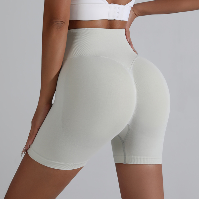 Europa y los Estados Unidos, los pantalones cortos deportivos para mujeres, cintura alta, abdomen reducido, entrenamiento para correr, pantalones cortos de tres puntos de secado rápido