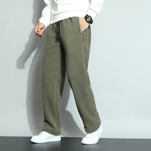 Winter Lamb Fleece Pants Men's Northeast Outer Wear fleece-lined Thickened Straight Warm Casual plus size Fleece Casual Pants