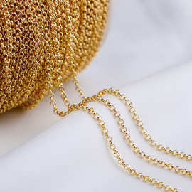 14K包金保色圆O圈圈链 滚珠O字散链配件 diy手工流苏链条项链材料