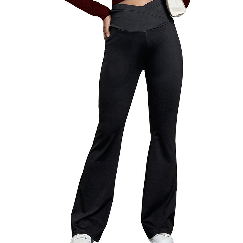 Cross-border Pregnant Women's Wide-leg Trousers Cross Belly Belt High Waist Casual Slim-fit Pregnant Women's Horn Pants European and American Maternity Wear