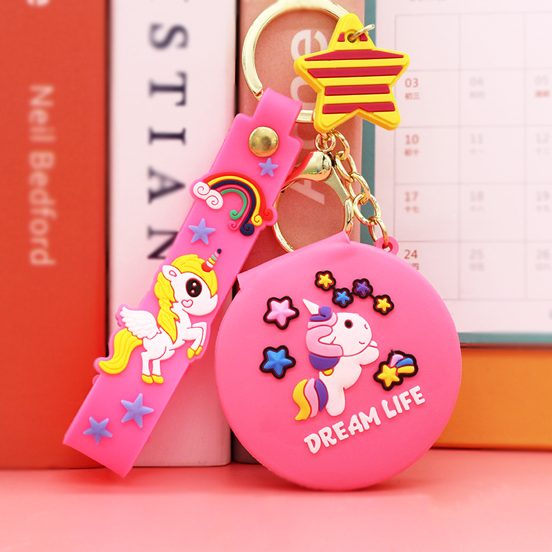 Nuevo espejo redondo pequeño portátil de dibujos animados lindo corazón de niña espejo de maquillaje plegable dormitorio vestidor espejo venta directa de fábrica