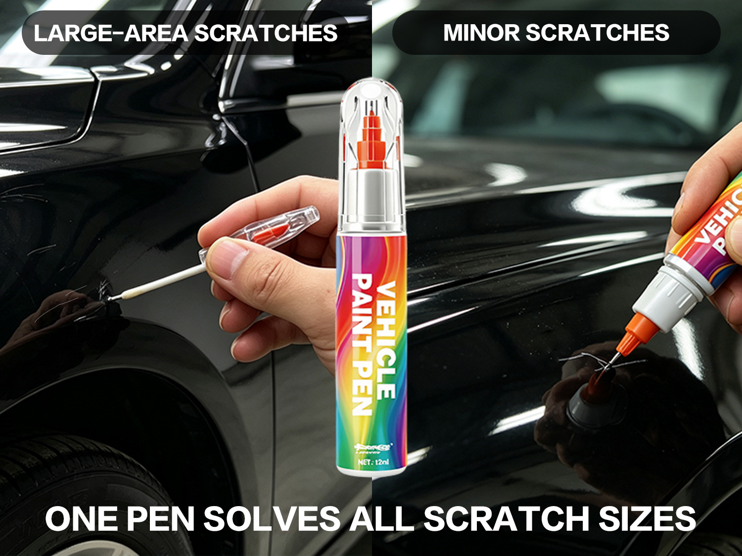 Cross-border exclusive car touch-up pen in pearl white, black, red, silver, and blue, universal scratch repair tool for car paint surfaces