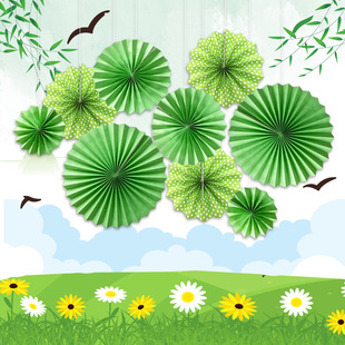 Shopping Mall Decoration Pendant Wall Glass Window Ring Creation Layout Paper Fan Flower Classroom Hanging Decoration Kindergarten Air Hanging Decoration