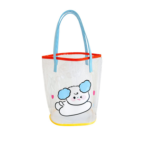 ins summer transparent jelly beach bag girl heart handbag cute puppy waterproof travel bag shoulder bag