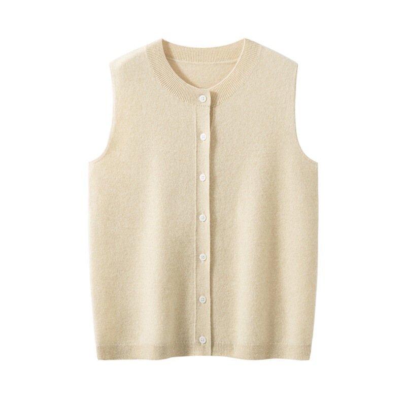Autumn and Winter New Style 100 Pure Cashmere Vest Cardigan Women's Vest Loose Simple Sleeveless Sweater Vest Outer Wear Autumn and Winter New Style 100 Pure Cashmere Vest Cardigan Women's Vest Loose Simple Sleeveless Sweater Vest Outer Wear