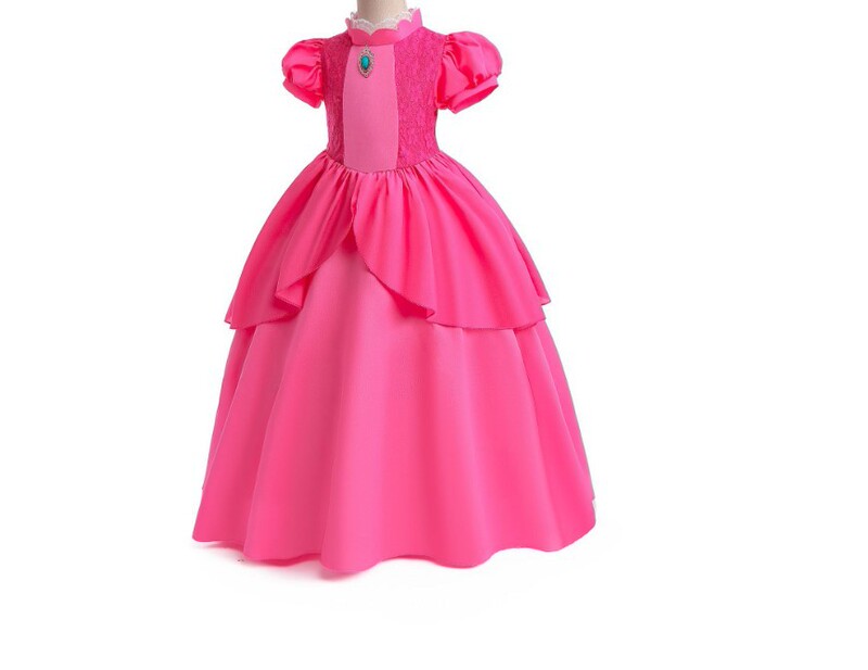 外国貿易コスプレプリンセスビージー女の子ドレスピーチプリンセス子供ドレススーパーマリオ|undefined