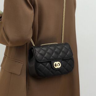 Shoulder bag, elegant one-shoulder bag with diamond pattern, small bag, chain bag