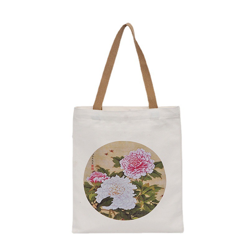 Creativo de moda solo hombro bolsa de lona en blanco al por mayor de impresión creativa regalo de compras bolsa de lona portátil en stock logo