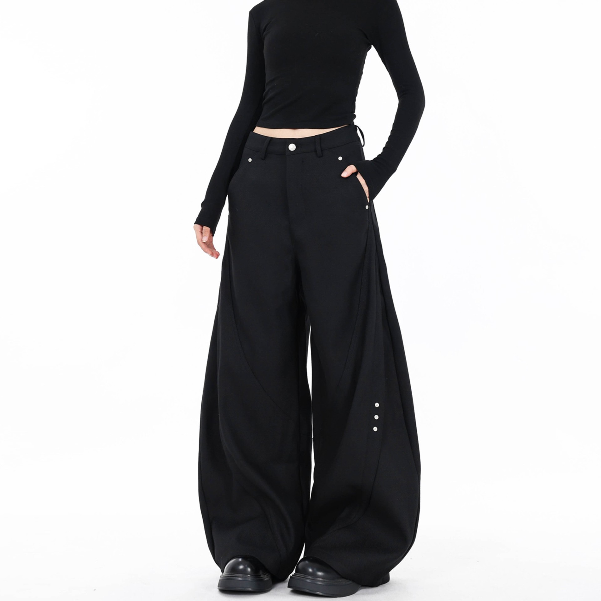 아메리칸 스타일 레트로 마체 테 세트 바지 틈새 디자인 하이 엔드 센스 디프 센스 남성 및 여성 루즈 클렌핏 와이드 레그 캐주얼