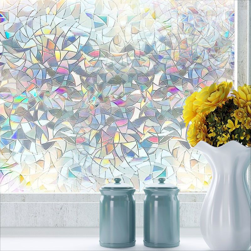 玻璃贴纸窗户磨砂透光不透明阳台客厅镭射炫彩贴膜防走光隐私