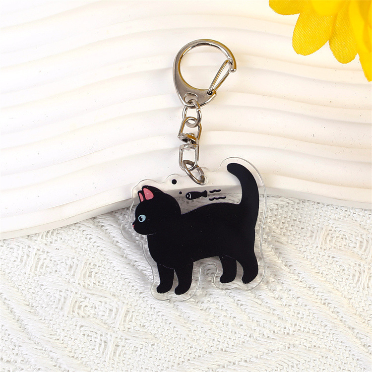 アニメ猫アクリルキーホルダーかわいい黒猫ペンダント国潮タヌキ猫キーホルダーかばんストラップ|undefined