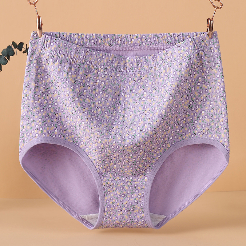 Ropa interior mujer talla grande grasa mm algodón puro antibacteriano cintura alta transpirable entrepierna de algodón de mediana edad y ancianos pantalones cortos triangulares ropa interior de madre