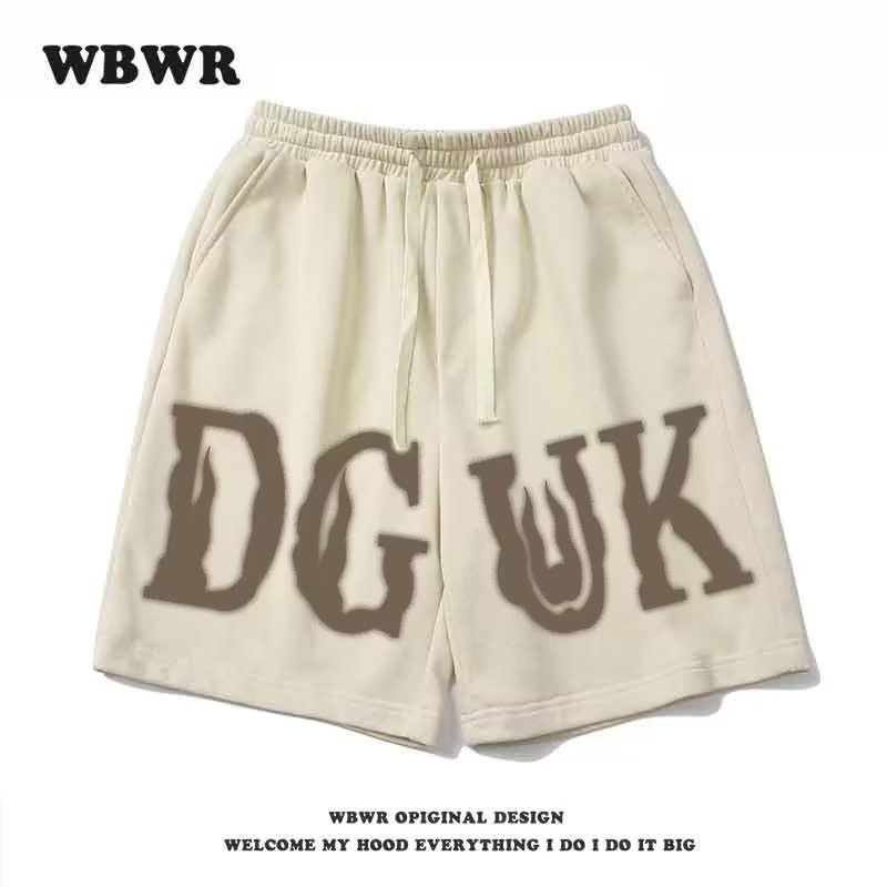 American ins moda marca Carta de impresión con cordón pantalones cortos de baloncesto de verano de los hombres versátiles sueltos pantalones cortos casuales al por mayor