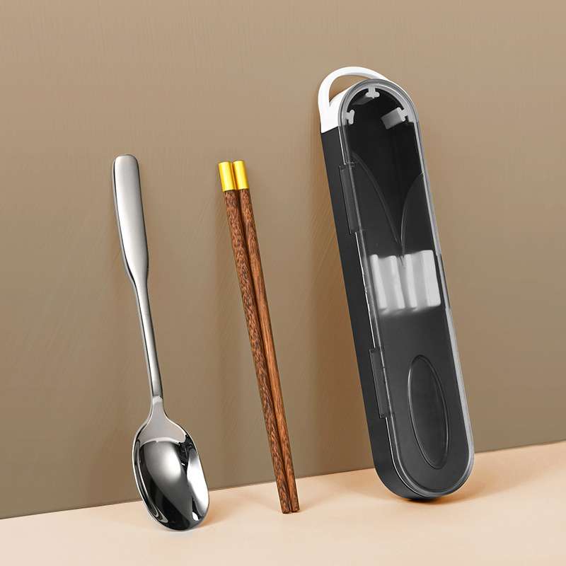 304 stainless steel chopsticks spoon portable tableware suit student wooden chopsticks spoon suit travel tableware three-piece set 304 stainless steel chopsticks spoon portable tableware suit student wooden chopsticks spoon suit travel tableware three-piece set