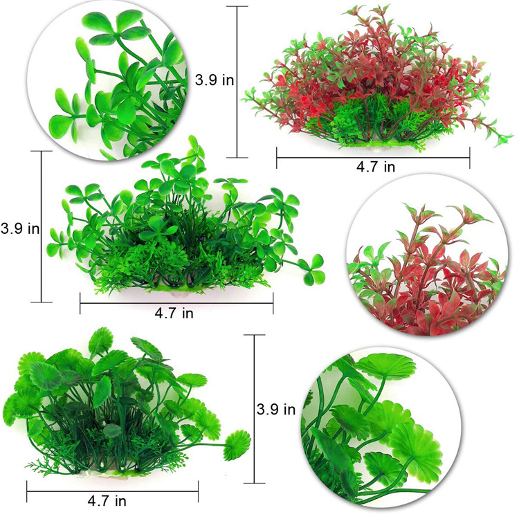 Plantas de pecera, plantas de acuario, decoraciones de peceras, simulación, plantas de plástico, resina vegetal, rocalla, 6 piezas