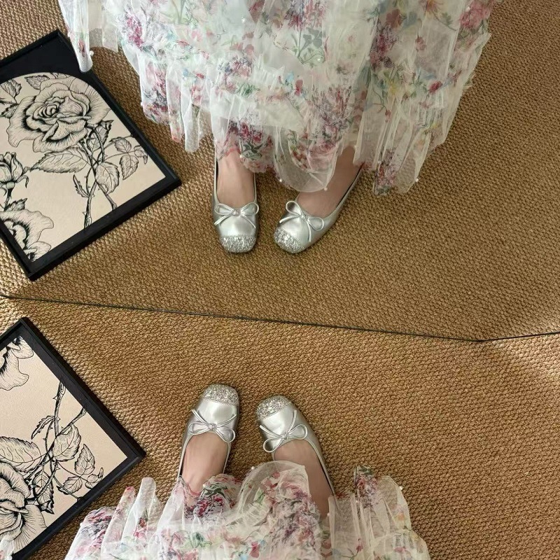 法式平底芭蕾单鞋女夏季2025新款软底一脚蹬蛋卷鞋大码女鞋|undefined