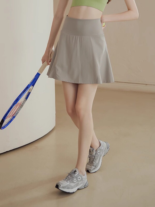 女性用スポーツショートスカート、夏用速乾性裏地付き露出防止テニススカート、小柄な人向けのアウトドアランニングフィットネスヨガウェア|undefined