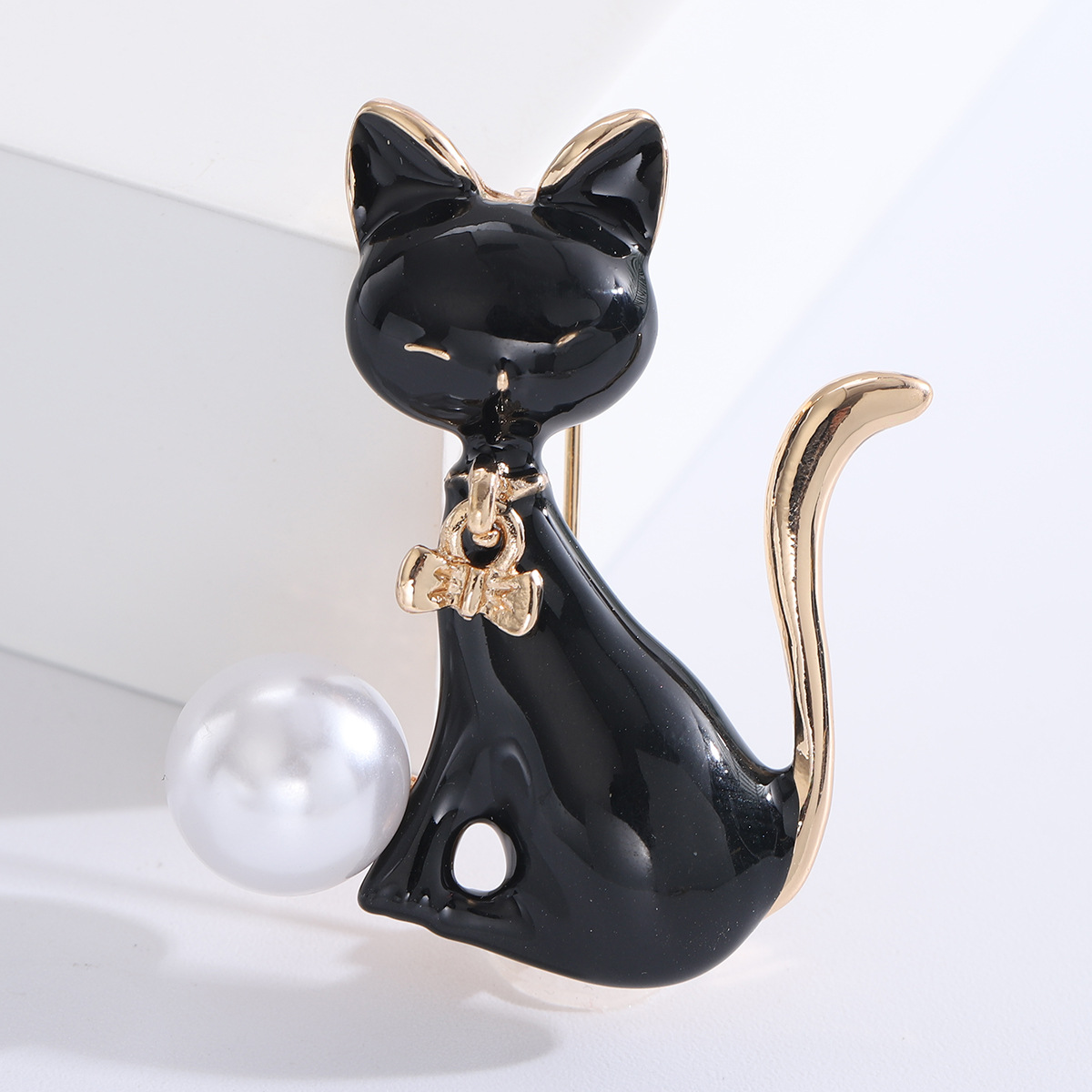 Cat Pattern All Seasons Season Women's Gender Cute Pin Cat Alloy Enamel Inlay Pearl Women's Brooches