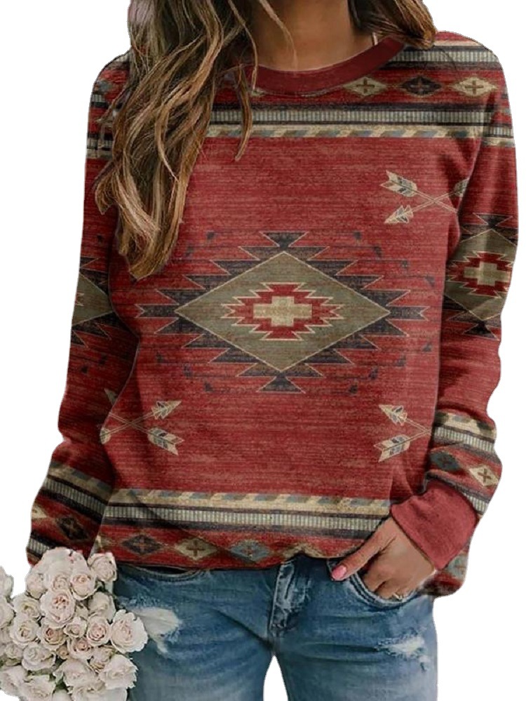 Suministro transfronterizo de otoño e invierno Nuevo Amazon deseo eBay Europa y América manga larga cuello redondo suéter superior ropa de mujer 6760