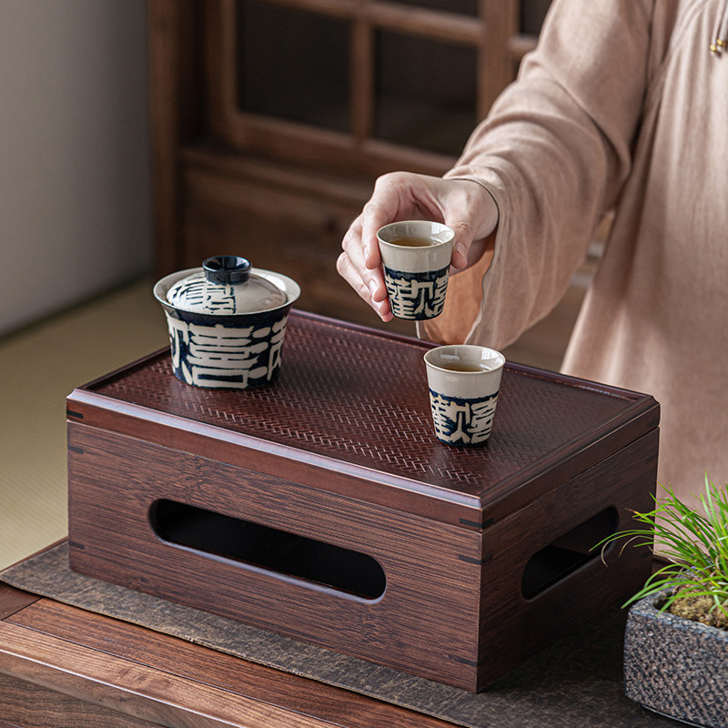 Bamboo Tea Set Storage Box, Multi-Purpose Box for Placing Teacups and Teapots, Lightweight Tea Cabinet, Miscellaneous Storage, Tea Tray, Tea Table Bamboo Tea Set Storage Box, Multi-Purpose Box for Placing Teacups and Teapots, Lightweight Tea Cabinet, Miscellaneous Storage, Tea Tray, Tea Table